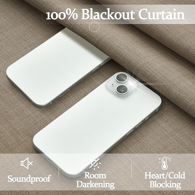 Greyish Beige Double Layer Linen Blackout Curtains 96 Inches Long - Image 3