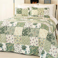 Cmfshape Summer Floral King Quilted Bedspread, Romantic Green Quilt Set King by cmfshape-quiltset