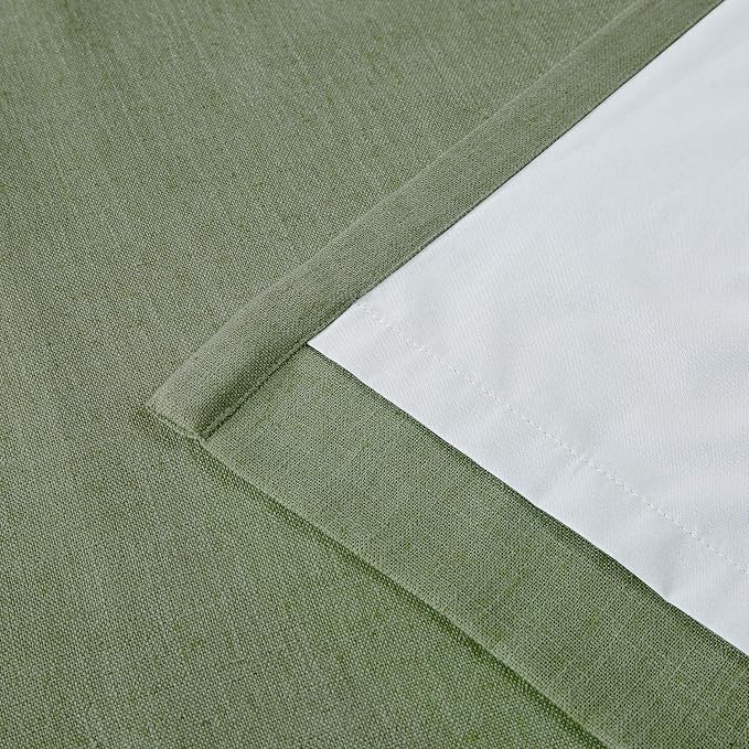 Vision Home Dark Green Pinch Pleated Full Blackout Curtains Linen Blended Room - Image 6