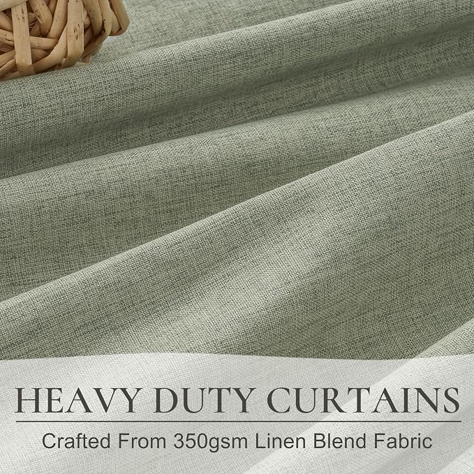 Sage Green Blackout Linen Curtains 108 Inches Long - Image 4