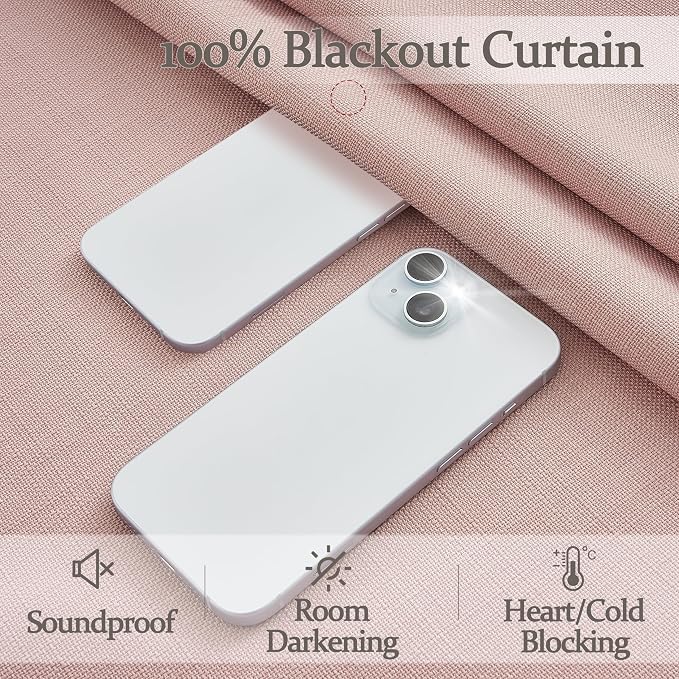 Elegant Blush Pink High Blackout High Ceiling Curtains 102 Inches Long - Image 2