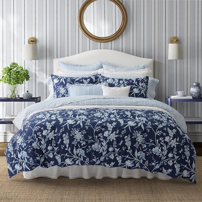 Laura Ashley- King Comforter Set, Cotton Reversible Bedding Set, Includes by Unknown