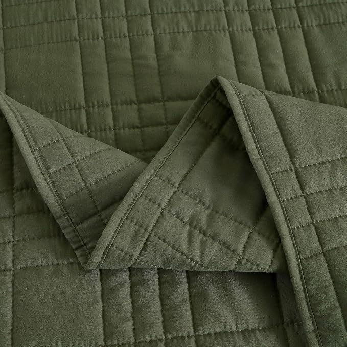 Chezmoi Collection Kingston King Size Bedspread Set, 3-Piece Olive Green - Image 7