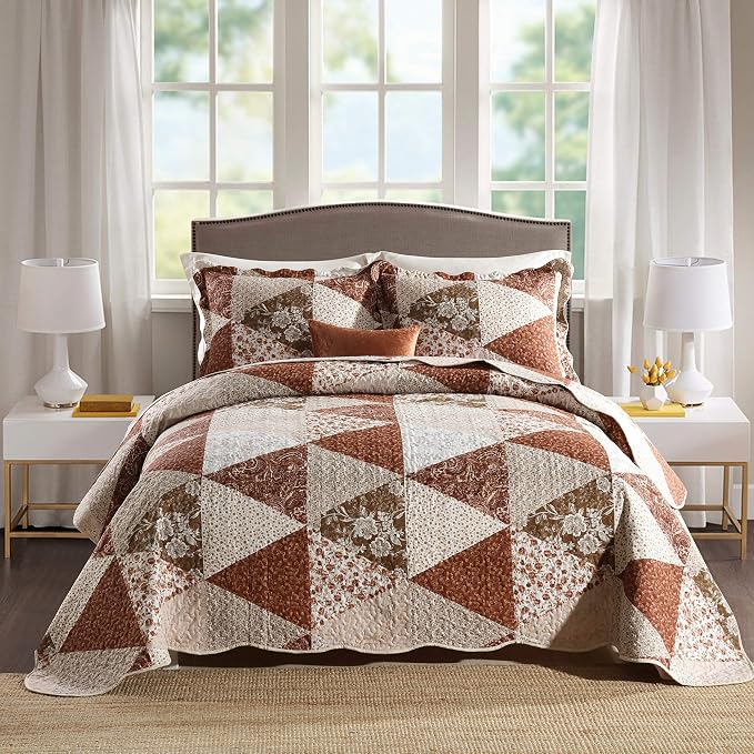 3-Piece King Bedspread Quilt Sets Patchwork Floral Oversized Reversible Quilted by Travan