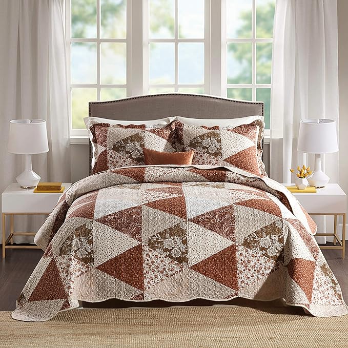3-Piece Queen Quilt Sets with Shams Oversized Bedding Bedspread Reversible by Travan
