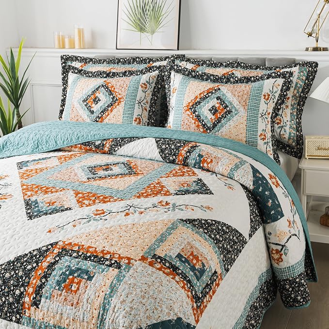 BEDIFANY Cotton California King Size Quilt Sets, Farmhouse King Bedspread | - Image 3
