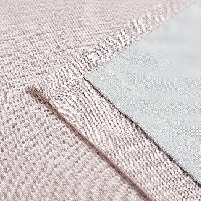 Vision Home Soft Pink Linen Full Blackout Curtains 90 inch Long for Bedroom Living Room Darkening Soundproof Window Panels Thermal Insulated Rod Pocket Back Tab Neutral Drapes 56" Wx90 Lx2