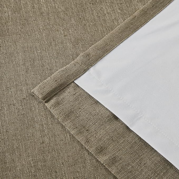 Vision Home Brown Linen Full Blackout Curtains 95 inch Long for Bedroom Living Room Darkening Light Blocking Window Panels Thermal Insulated Rod Pocket Back Tab Neutral Drapes 56" Wx95 Lx2