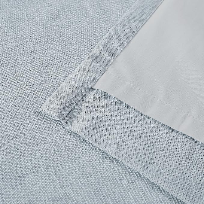 Vision Home Blue Gray Pinch Pleated Full Blackout Curtains Linen Blended Room - Image 9