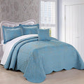 Home Soft Things Damask 4 Piece Bedspread Set, Scalloped Edge Reversible by HomeSoftThings