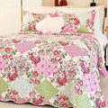Cmfshape Summer Floral Queen Quilted Bedspread, Romantic Pink Quilt Set Bedding by cmfshape-quiltset