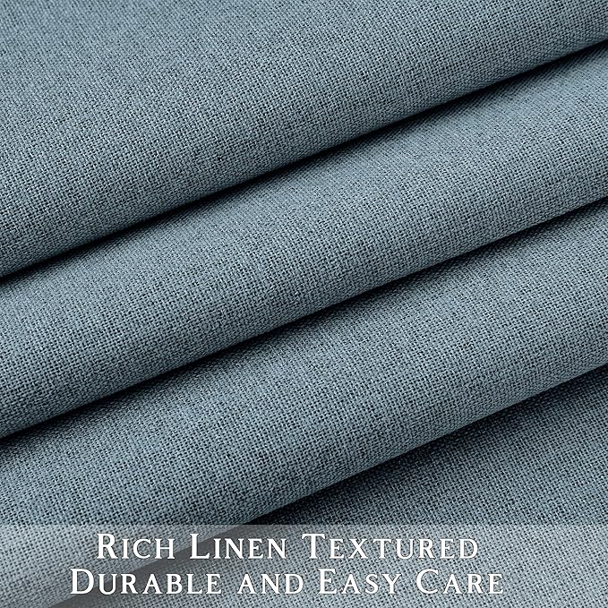 ChrisDowa 100% Blackout Blue Solid Curtains 120 Inches Long 2 Panels for Bedroom Living Room,Farmhouse Room Darkening Thermal Insulated Soundproof Grommet Top Window Treatment Drapes,52x120