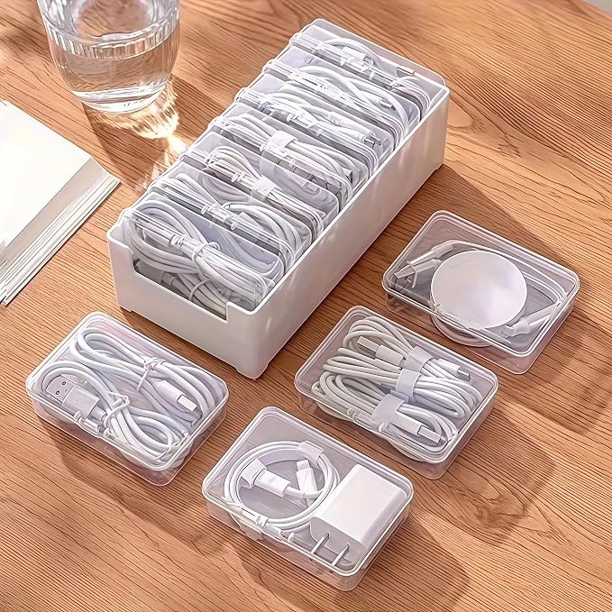 7 Grid Clear Cable Organizer Box by DTHUIHUA