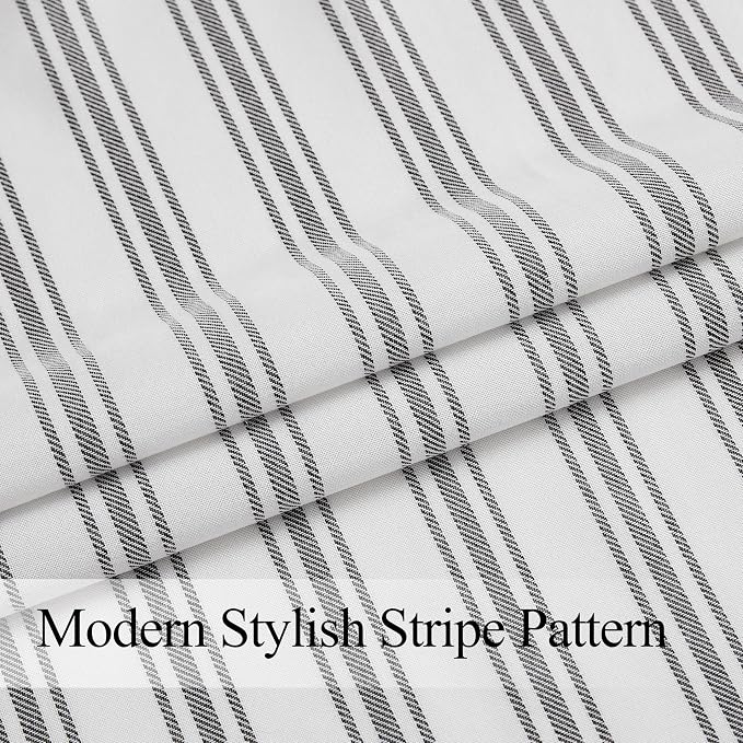 ZJDECOR Cotton Blended Beige Striped Kitchen Tier Curtains, Semi Sheer - Image 5