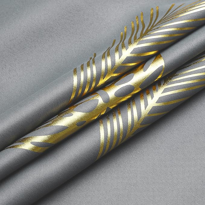 Gold Palm Leaf and Wheat Unique Design Pattern Blackout Curtains Energy Saving - Image 8