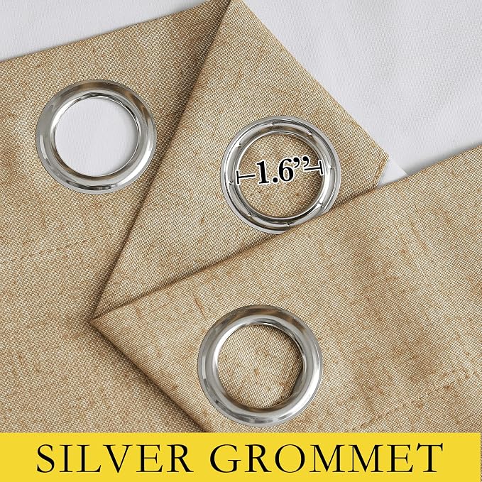 NICETOWN 100% Blackout Camel Linen Curtains 120 inches Length - Image 6
