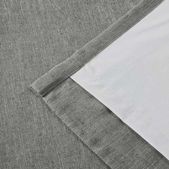 Vision Home Pinch Pleated Dark Grey Blackout Curtains 90 inch Linen Blended - Image 6