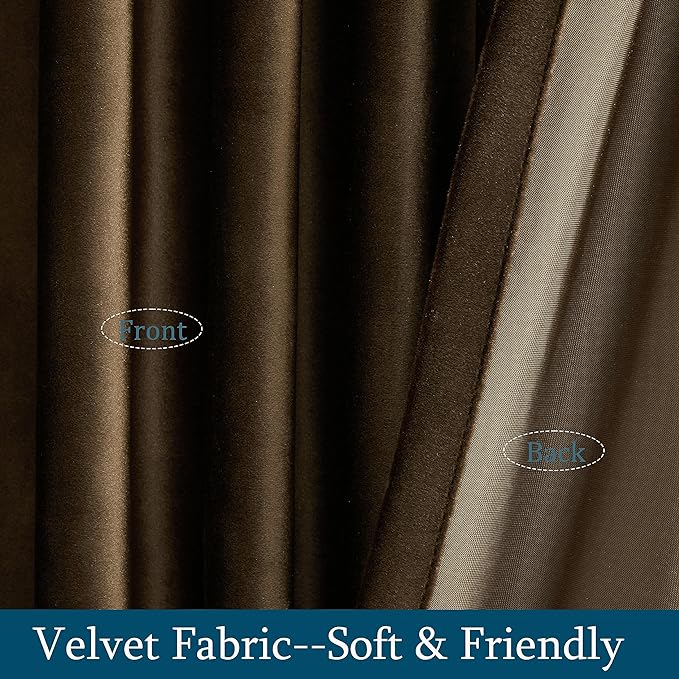 PRIMROSE Brown Polyester Velvet Curtains 84 inch Long - Image 4