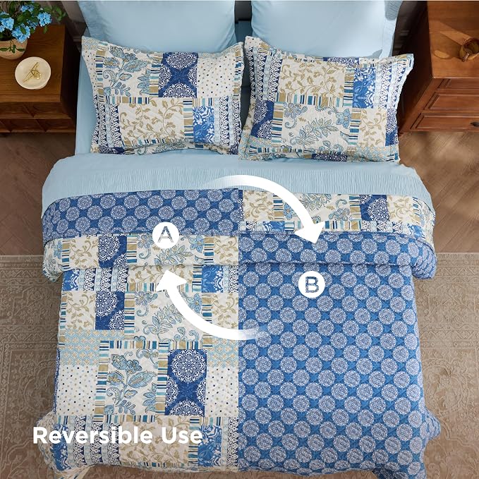 Bedsure Patchwork Quilts King Size, Reversible Boho Comforter Bedding, - Image 5