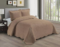 Linen Plus Embossed Coverlet Bedspread Set Oversized Solid Taupe Full/Queen Bed by Linen+Plus
