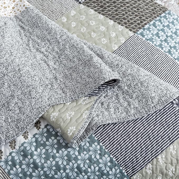 Etwel Lightweight Patchwork Queen Size Quilt Set - Image 9