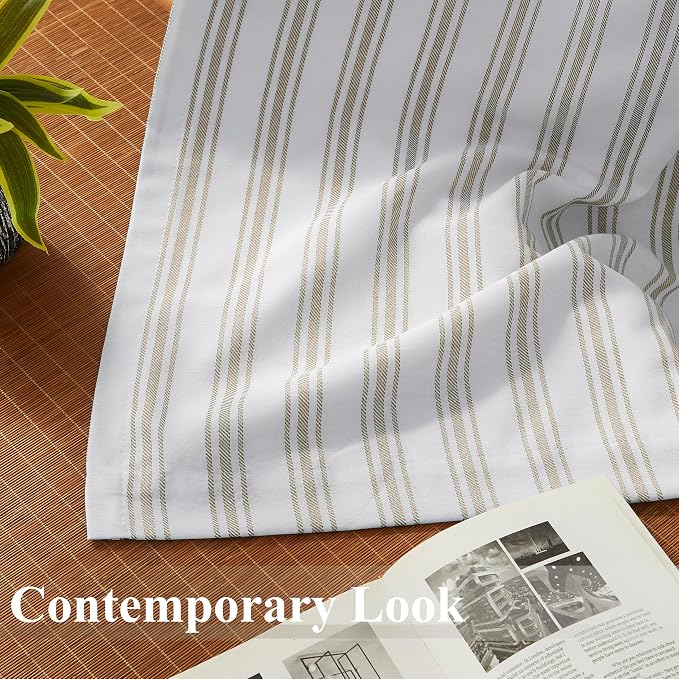 ZJDECOR 72 Inch Beige Stripe Full Blackout Curtains - Image 4