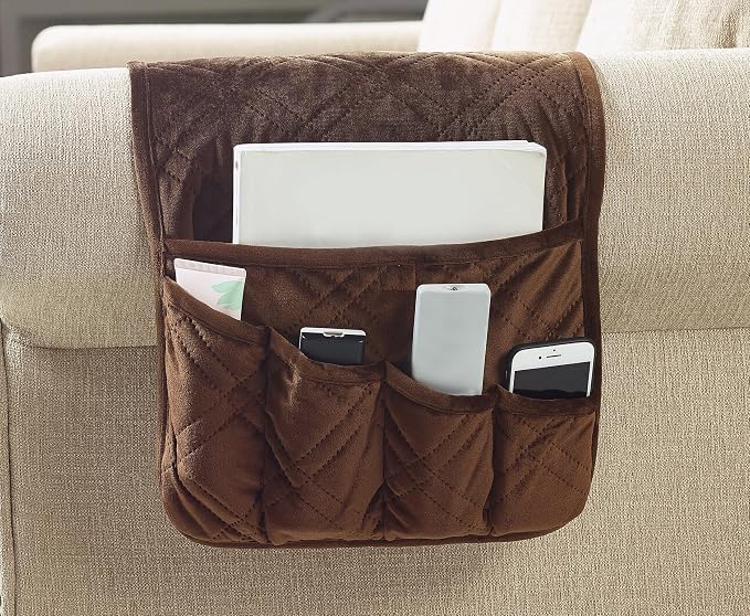 Brilliant Sunshine Chocolate Velvet Couch Armrest Cover, Armrest Organizer & by BrilliantSunshine
