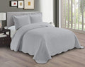 Linen Plus Embossed Coverlet Bedspread Set Oversized Solid Silver by Linen+Plus