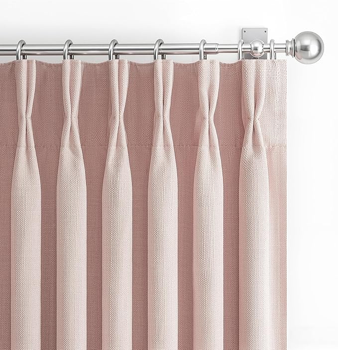 Light Pink Blackout Curtains for Girls Bedroom 84 Inches Length 2 Panels Set by PleatedDrapes