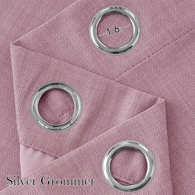 NICETOWN Faux Linen Pink Blackout Curtains 84 inches Long - Image 2