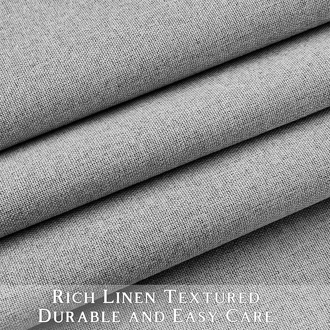 ChrisDowa 100% Blackout Grey Solid Curtains 108 Inches Long 2 Panels for Bedroom Living Room,Farmhouse Room Darkening Thermal Insulated Soundproof Grommet Top Window Treatment Drapes,52x108