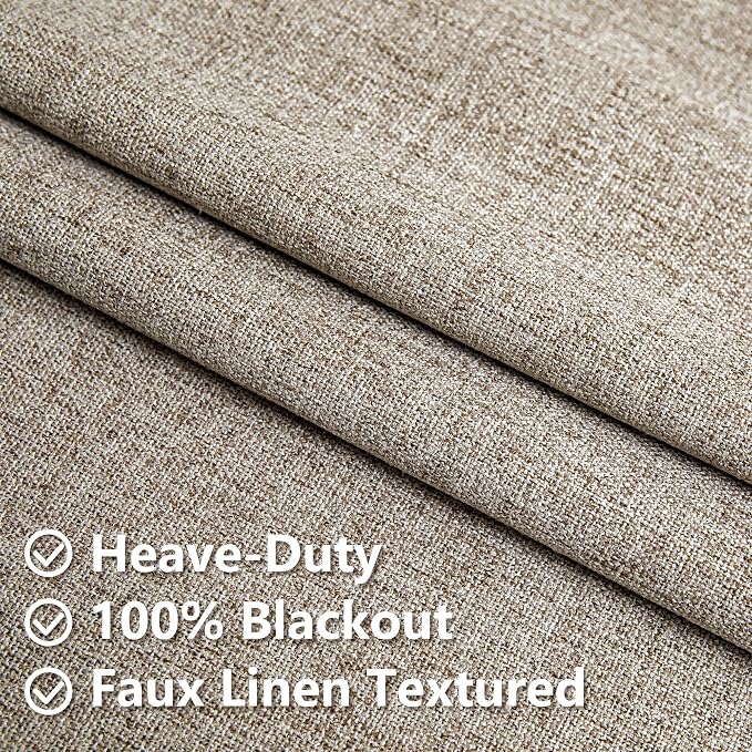 IGEMAEVE Blackout Curtains for Bedroom Grommets Linen 52" W x 108" L | Living - Image 3