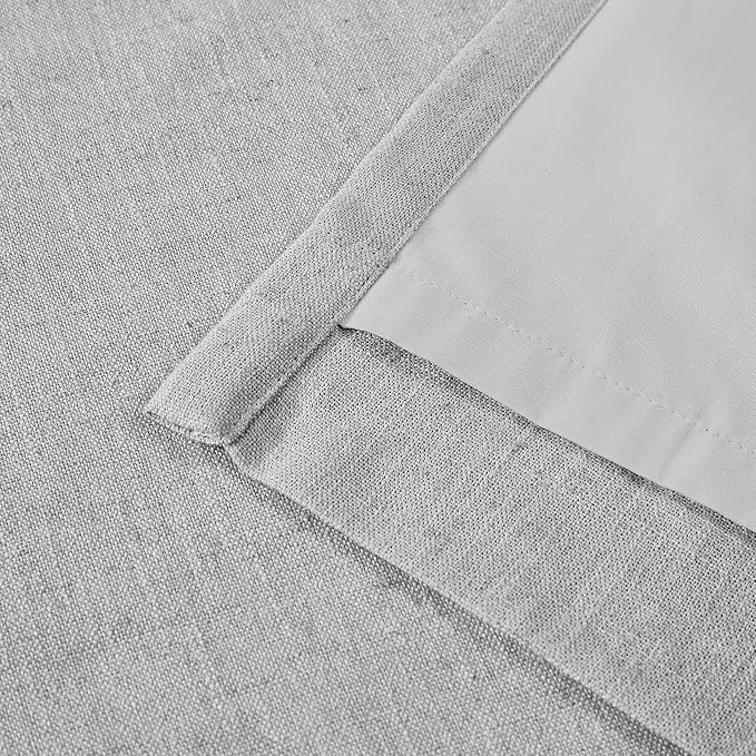 Vision Home Light Gray Pinch Pleated Full Blackout Curtains Linen Blended Room - Image 7