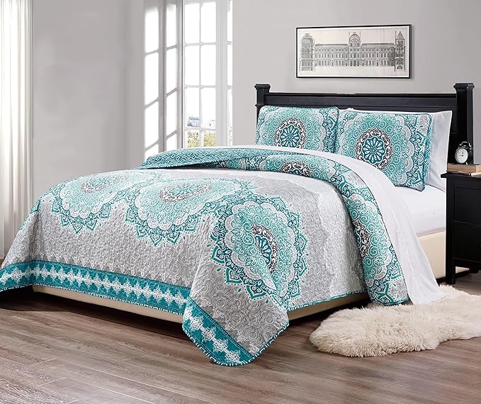 Fancy Collection 3pc Quilted Bedspread Set Coverlet Over Size New by Fancy+Linen