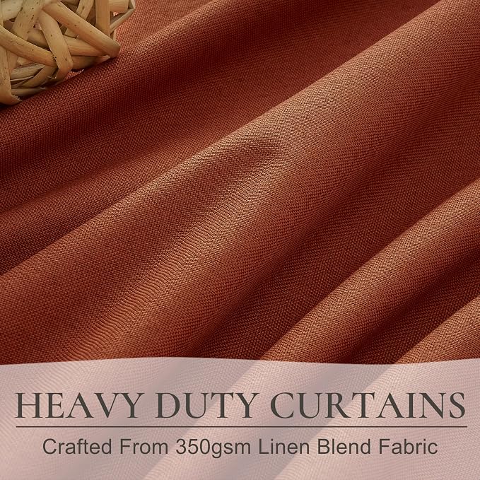 Fall Burnt Orange Curtains Blackout 90 Inches Long 2 Panels Set, Terracotta - Image 3