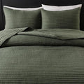WDCOZY Olive Green Queen Size Pick Stitch Quilt Set, 3 Pieces 90x90 inches | by WDCOZY