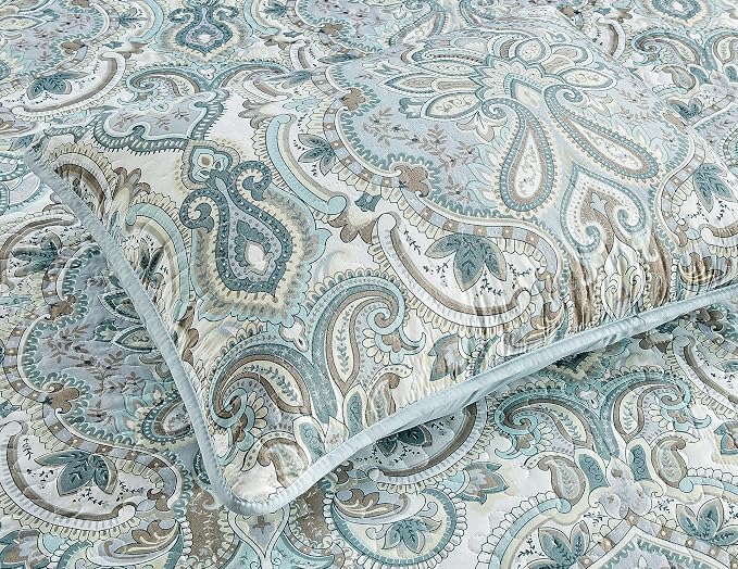Grand Linen 3 Piece Oversized Lightweight All-Season Paisley Design Quilt Set - Image 6