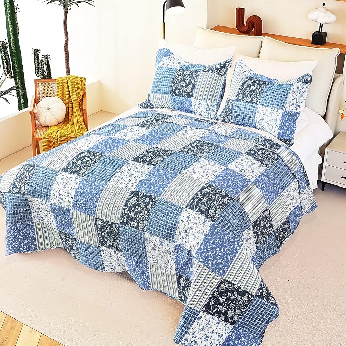 Cmfshape Summer Floral King Quilted Bedspread, Romantic Pink Quilt Set - Image 3