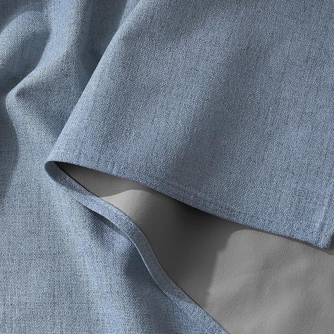 RYB HOME Smoky Blue 100% Blackout Linen Curtains 72 Inch Long - Image 5