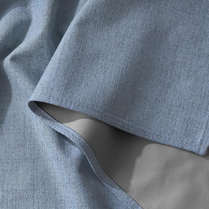 RYB HOME Smoky Blue 100% Blackout Linen Curtains 102 Inch Long - Image 5