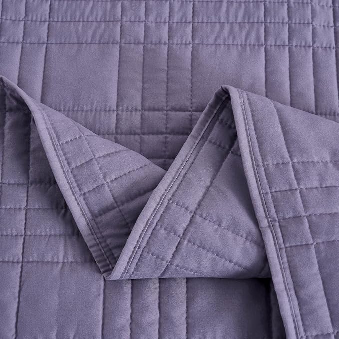 Chezmoi Collection Kingston King Size Bedspread Set, 3-Piece Dusty Purple - Image 7