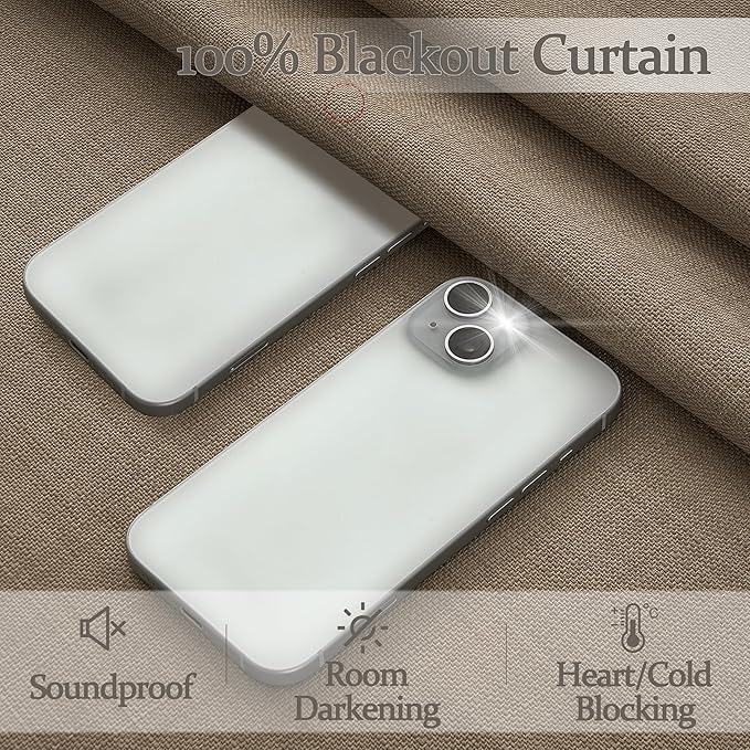 Natural Linen Blackout Short Curtains 63 Inches Long - Image 3