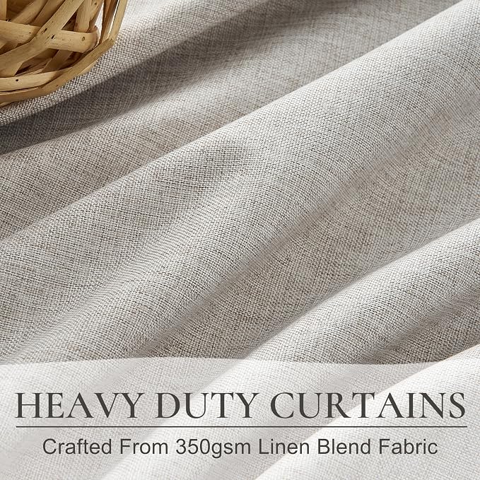 Natural Melange Taupe Blackout Curtains 102 Inch Long Flax Linen Curtain - Image 4