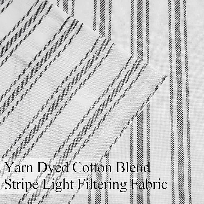 ZJDECOR Cotton Blended Beige Striped Kitchen Tier Curtains, Semi Sheer - Image 4