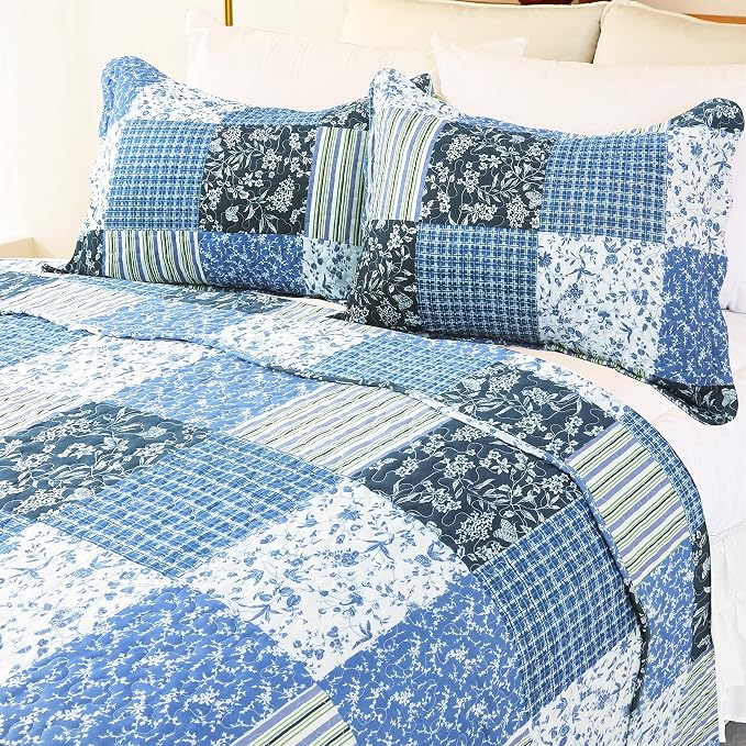 Cmfshape Summer Floral King Quilted Bedspread, Romantic Pink Quilt Set - Image 2
