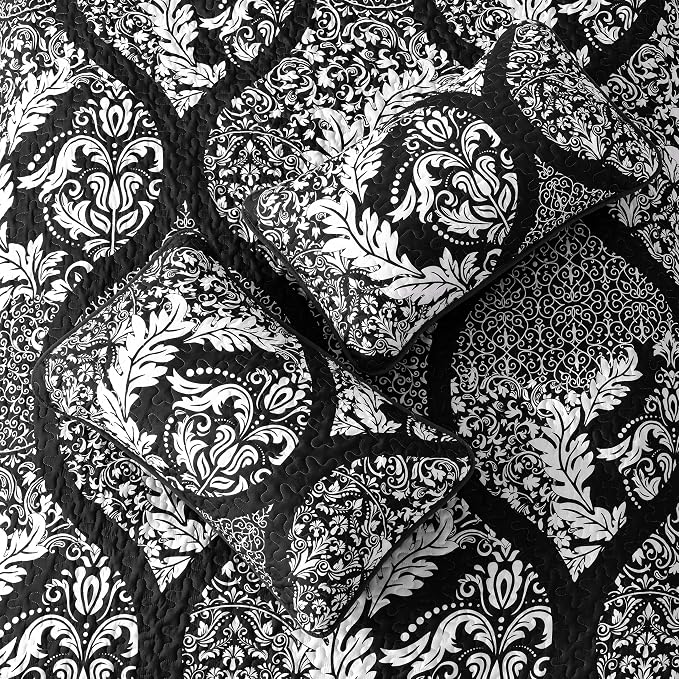 DJY Damask Quilt King Size, Boho Lightweight Bedding Set 3 Pcs, Soft - Image 7