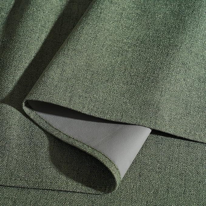 RYB HOME Olive Green 100% Blackout Linen Curtains 84 Inch Long - Image 4