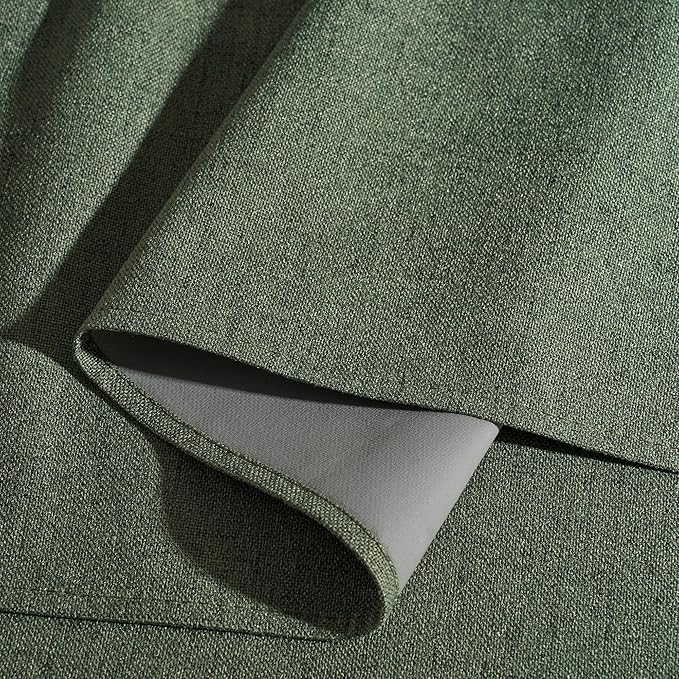 RYB HOME Olive Green 100% Blackout Linen Curtains 90 Inch Long - Image 4