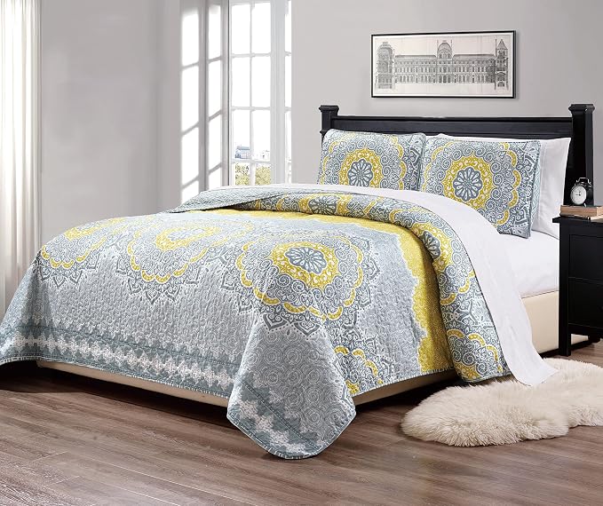 Fancy Collection 3pc Quilted Bedspread Set Coverlet Over Size New by Fancy+Linen