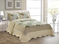 Fancy Linen Over Sized Quilted Coverlet Bedspread Set New by Unknown